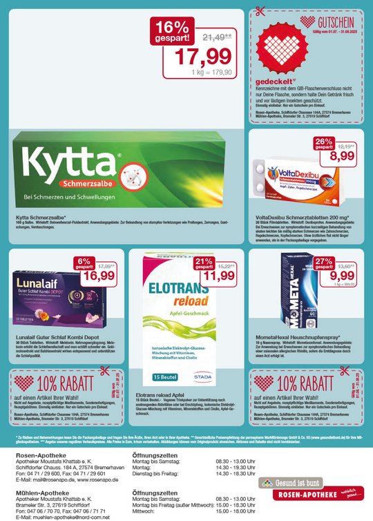 Flyer mit den Juli-und August-Angeboten 